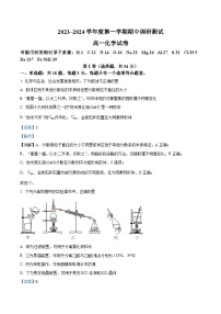 江苏省宿迁市沭阳县2023-2024学年高一上学期期中调研测试化学试题（解析版）