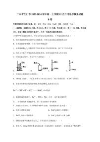 广东省江门市2023-2024学年高一上册12月月考化学模拟试题B卷（附答案）