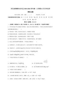 河北省邯郸市永年区2023-2024学年高一上册12月月考化学模拟试题（附答案）