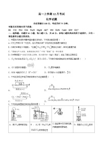 河北省保定市唐县第一中学2023-2024学年高一上学期12月期中考试化学试题