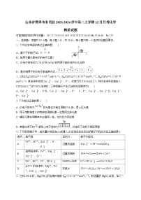 山东省菏泽市东明县2023-2024学年高二上学期12月月考化学模拟试题（含答案）