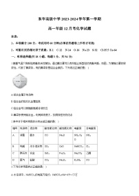 广东省东莞市重点高级中学2023-2024学年高一上学期12月月考化学试题（含答案）