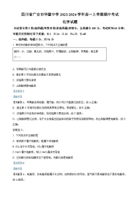 四川省广安市华蓥中学2023-2024学年高一上学期期中考试化学试题（Word版附解析）