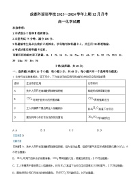 四川省成都外国语学校2023-2024学年高一上学期12月月考化学试题（Word版附解析）