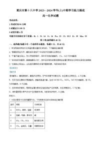 重庆市第十八中学2023-2024学年高一上学期11月期中化学试题（Word版附解析）