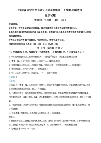 四川省遂宁中学2023-2024学年高一上学期期中考试化学试题（Word版附解析）