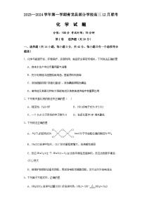 河北省秦皇岛市青龙满族自治县部分学校联考2023-2024学年高三上学期12月月考化学试题