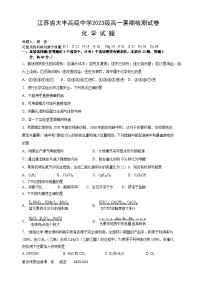 2023年江苏省大丰高级中学高一暑期检测+化学试卷