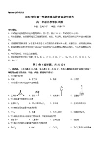 浙江省浙南名校联盟2022-2023学年高一上学期11月期中考试化学试题