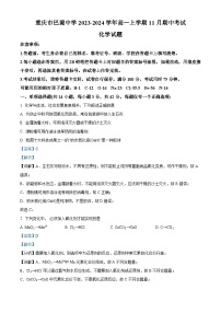 重庆市巴蜀中学2023-2024学年高一上学期期中考试化学试题（Word版附解析）