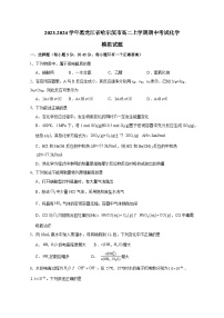 2023-2024学年黑龙江省哈尔滨市高二上册期中考试化学测试卷（附答案）