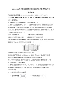 2023-2024学年湖南省邵阳市邵东市高三上册第四次月考化学测试卷（附答案）