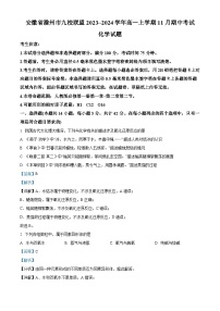 安徽省滁州市九校联盟2023-2024学年高一上学期11月期中考试化学试题（Word版附解析）