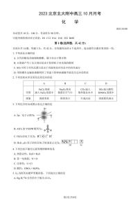 北京大学附属中学预科部高三上学期月考2023年10月月考化学试题及答案