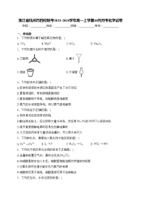 浙江省杭州市四校联考2023-2024学年高一上学期10月月考化学试卷(含答案)