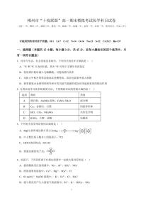 湖南省郴州市“十校联盟”2023-2024学年高一上学期期末模拟考试化学试题