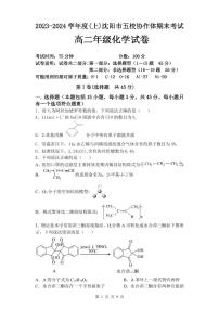 2024沈阳五校协作体高二上学期期末考试化学PDF版含答案