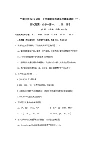 四川省凉山州宁南中学2023-2024学年高一上学期期末考试化学模拟试题（二）含答案