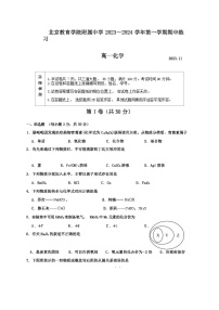 北京教育学院附属中学2023-2024学年高一上学期期中练习（考试）化学试题含答案