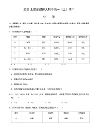 北京市首都师大附中2022-2023学年高一（上）期中考试化学试题含答案