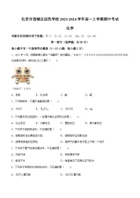 北京市西城区回民学校2023-2024学年高一上学期期中考试化学试题含答案