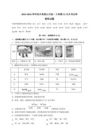 2023-2024学年四川省眉山市高一上学期12月月考化学模拟试题（含答案）