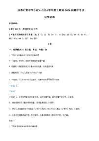 四川省成都市石室中学2023-2024学年高一上学期期中化学试题含答案