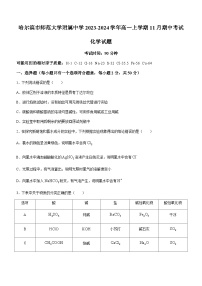 黑龙江省哈尔滨市师范大学附属中学2023-2024学年高一上学期11月期中考试化学试题含答案