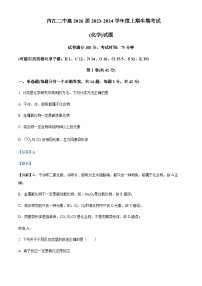 四川省内江市第二中学2023-2024学年高一上学期期中考试化学试题含答案