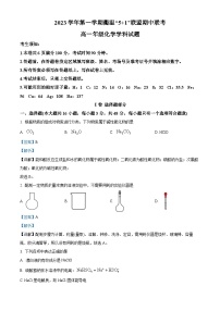 浙江省“衢温51”联盟2023-2024学年高一上学期期中联考化学试题（Word版附解析）