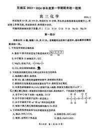 北京市东城区2023-2024学年高三上学期期末化学试卷