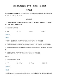 浙江省强基联盟2023-2024学年高一上学期12月月考化学试题含答案