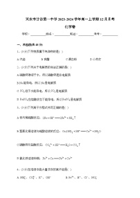 甘肃省天水市甘谷第一中学2023-2024学年高一上学期12月月考化学试题含答案