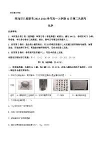 广西河池市八校联考2023-2024学年高一上学期12月第二次联考化学试题含答案