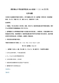 四川省绵阳市南山中学实验学校2023-2024学年高一上学期10月月考化学试题含答案