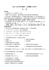 安徽省芜湖市华星学校2023-2024学年高一上学期第二次月考化学试题(无答案)