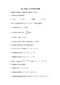 四川省达州外国语学校2023-2024学年高二上学期12月月考化学试题含答案