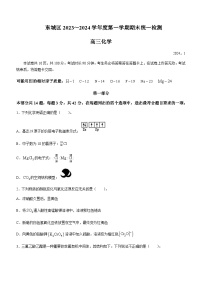 北京市东城区2023-2024学年高三上学期期末统一检测化学试卷含答案