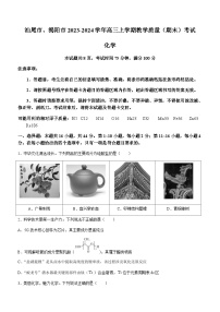 广东省汕尾市、揭阳市2023-2024学年高三上学期教学质量（期末）考试化学试题含答案