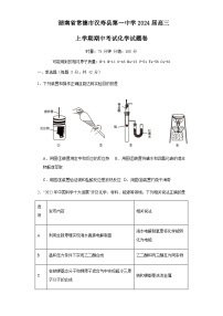 湖南省常德市汉寿县第一中学2023-2024学年高三上学期12月期中化学试题含答案