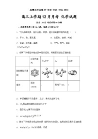 新疆乌鲁木齐市第97中学2023-2024学年高三上学期12月月考化学试卷含答案