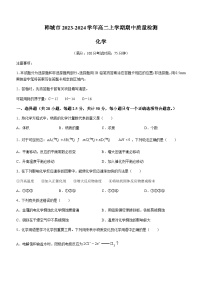 陕西省渭南市韩城市2023-2024学年高二上学期期中质量检测化学试题含答案