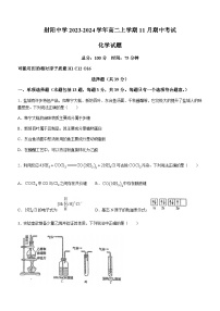 江苏省盐城市射阳中学2023-2024学年高二上学期11月期中考试化学试题含答案