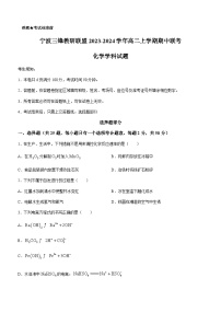 浙江省宁波三锋教研联盟2023-2024学年高二上学期期中联考化学试题含答案