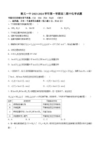 北京市顺义区第一中学2023-2024学年高二上学期期中考试化学试题含答案