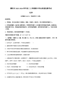 河南省濮阳市2023-2024学年高二上学期期中学业质量监测考试化学试题含答案