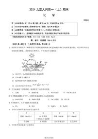 2023-2024学年北京大兴区高一上学期期末化学试题及答案