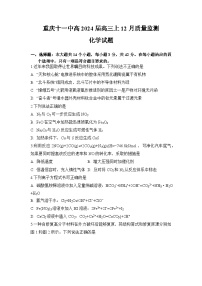重庆市第十一中学校2023-2024学年高三上学期12月质量监测化学试题（word版，含答案）