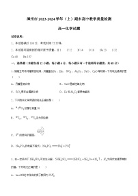 福建省漳州市2023-2024学年高一上学期期末高中教学质量检测化学试题（含答案）