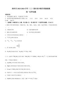 福建漳州2023-2024学年高一上学期期末高中教学质量检测化学试题